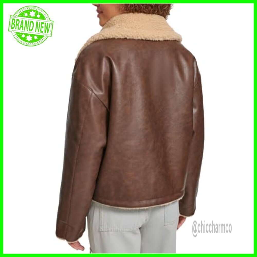 Reversible Sherpa Faux Leather Jacket, Size Small, Two Looks in One - Picture 6 of 6